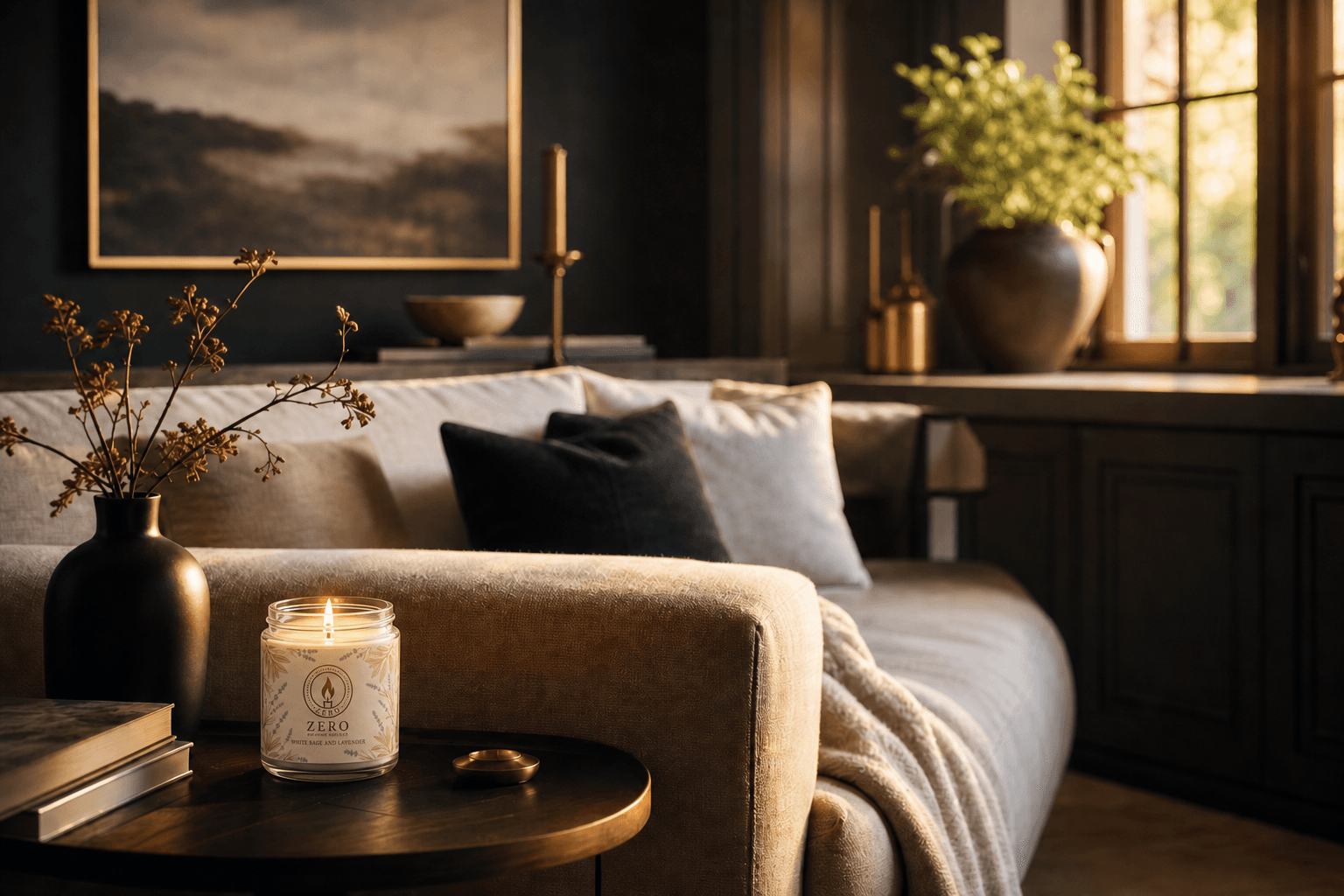 Zero candle in a premium living room